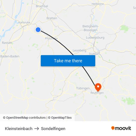 Kleinsteinbach to Sondelfingen map