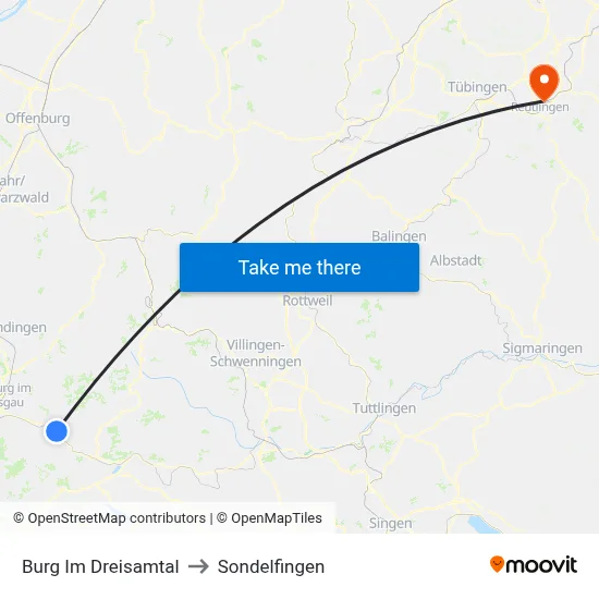 Burg Im Dreisamtal to Sondelfingen map