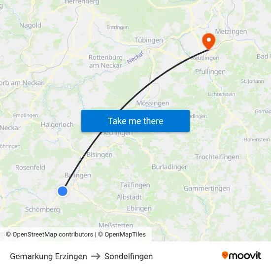 Gemarkung Erzingen to Sondelfingen map
