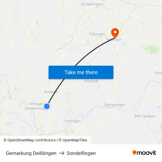 Gemarkung Deißlingen to Sondelfingen map