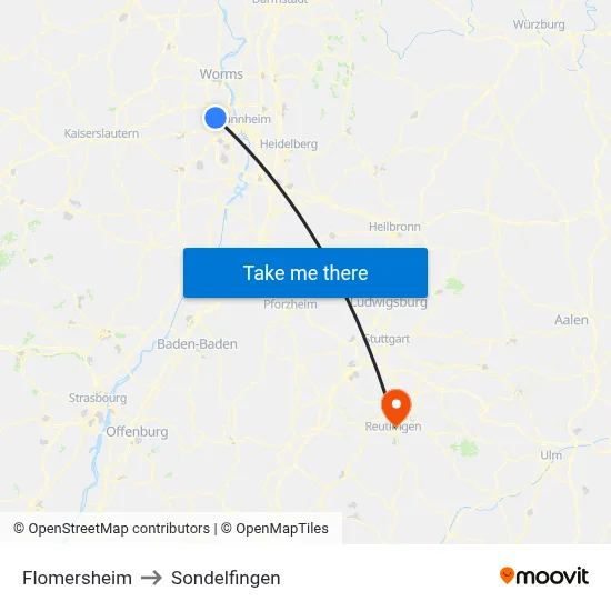 Flomersheim to Sondelfingen map