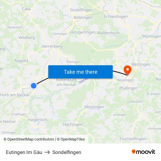 Eutingen Im Gäu to Sondelfingen map