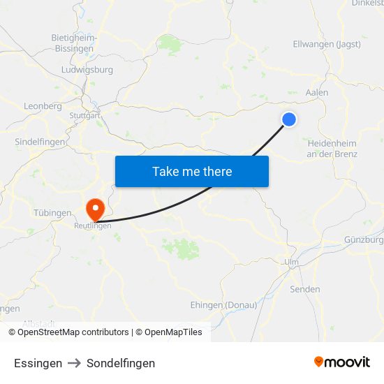 Essingen to Sondelfingen map