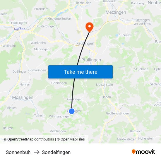 Sonnenbühl to Sondelfingen map