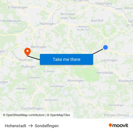 Hohenstadt to Sondelfingen map