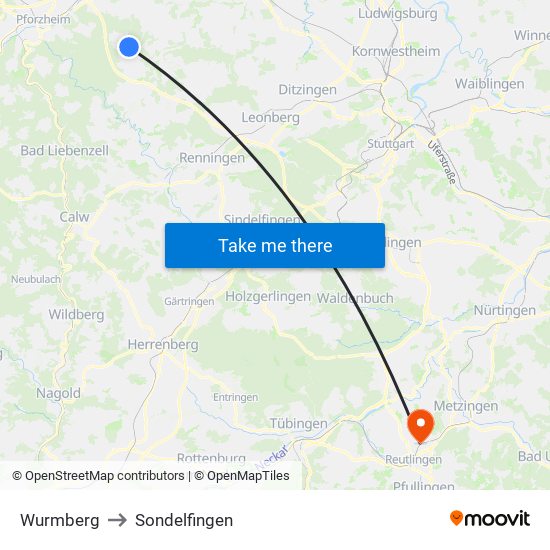 Wurmberg to Sondelfingen map