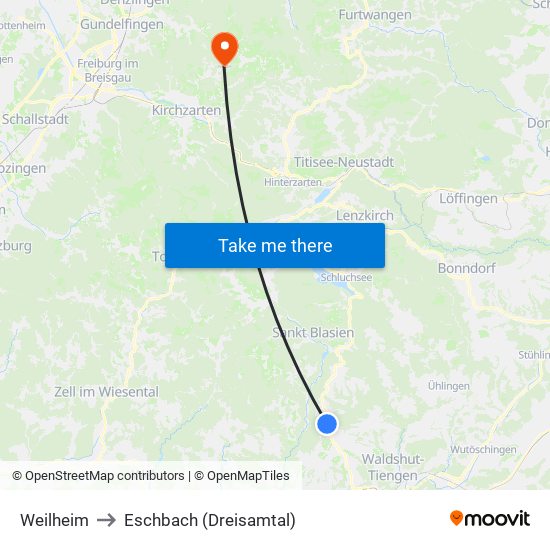 Weilheim to Eschbach (Dreisamtal) map