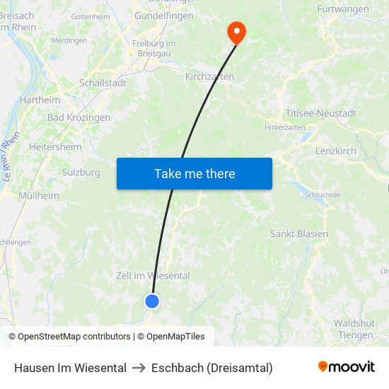 Hausen Im Wiesental to Eschbach (Dreisamtal) map