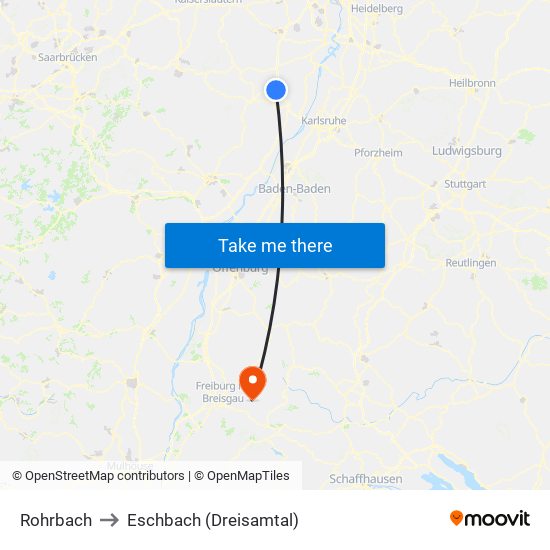 Rohrbach to Eschbach (Dreisamtal) map