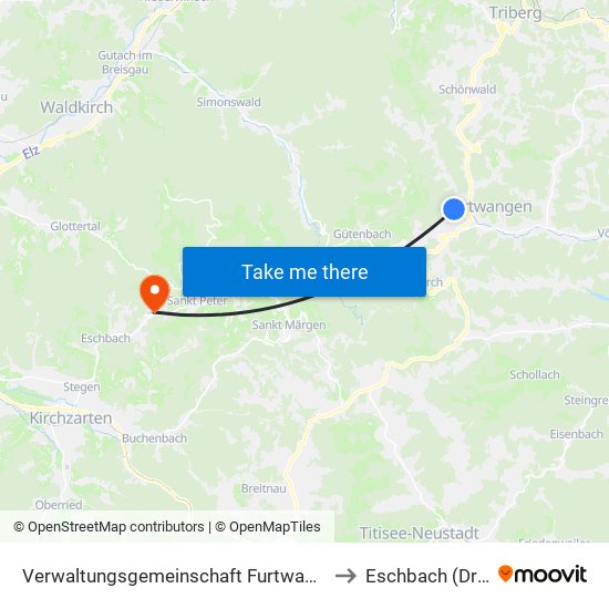 Verwaltungsgemeinschaft Furtwangen Im Schwarzwald to Eschbach (Dreisamtal) map