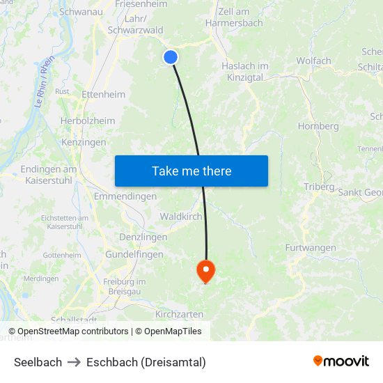 Seelbach to Eschbach (Dreisamtal) map