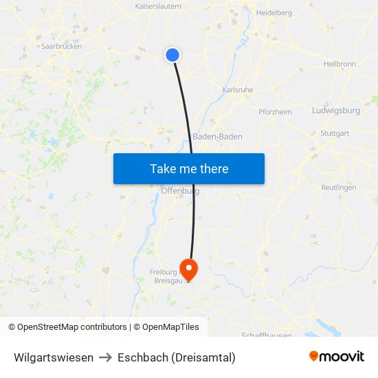 Wilgartswiesen to Eschbach (Dreisamtal) map