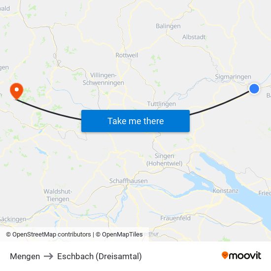 Mengen to Eschbach (Dreisamtal) map