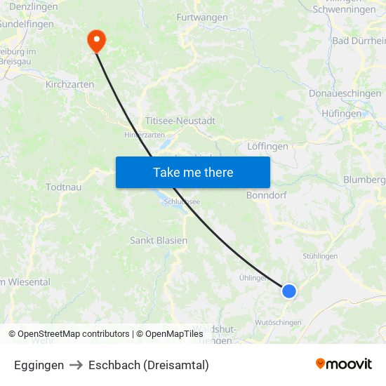 Eggingen to Eschbach (Dreisamtal) map