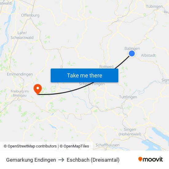 Gemarkung Endingen to Eschbach (Dreisamtal) map