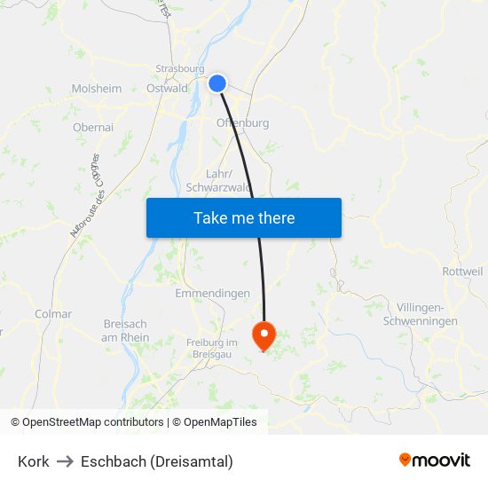 Kork to Eschbach (Dreisamtal) map