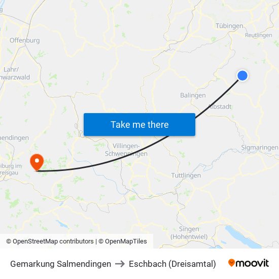 Gemarkung Salmendingen to Eschbach (Dreisamtal) map