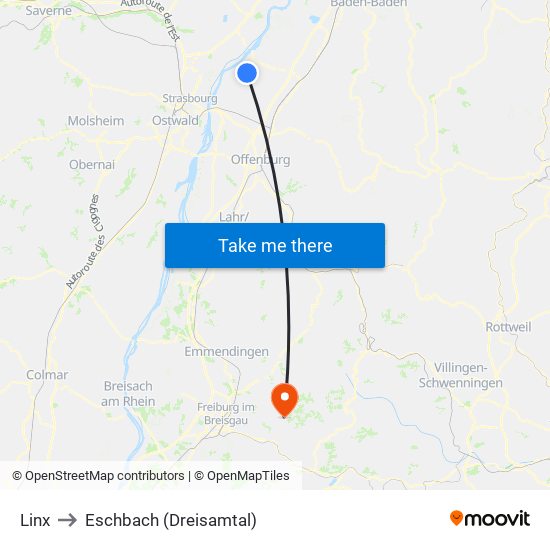 Linx to Eschbach (Dreisamtal) map