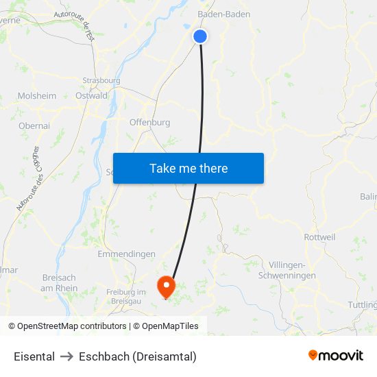 Eisental to Eschbach (Dreisamtal) map