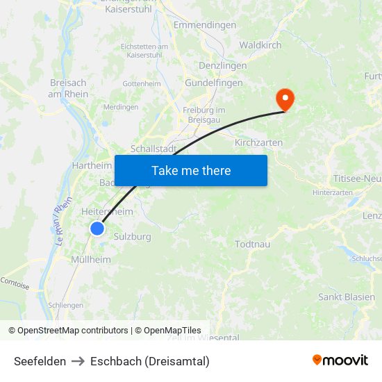 Seefelden to Eschbach (Dreisamtal) map