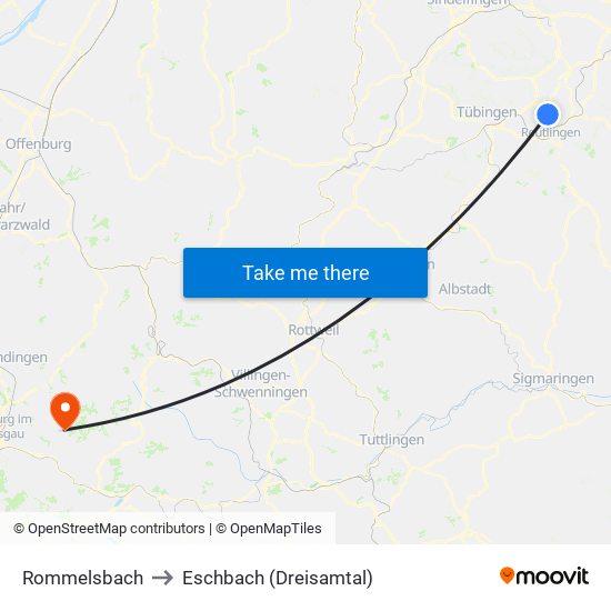 Rommelsbach to Eschbach (Dreisamtal) map