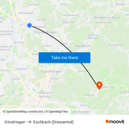 Köndringen to Eschbach (Dreisamtal) map