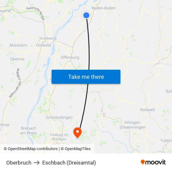 Oberbruch to Eschbach (Dreisamtal) map