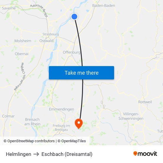 Helmlingen to Eschbach (Dreisamtal) map