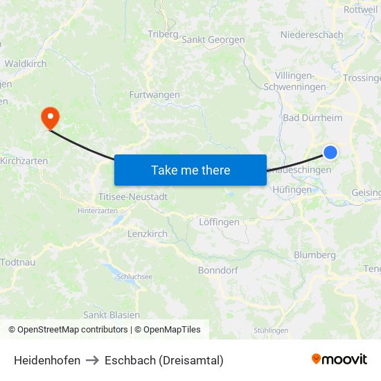 Heidenhofen to Eschbach (Dreisamtal) map