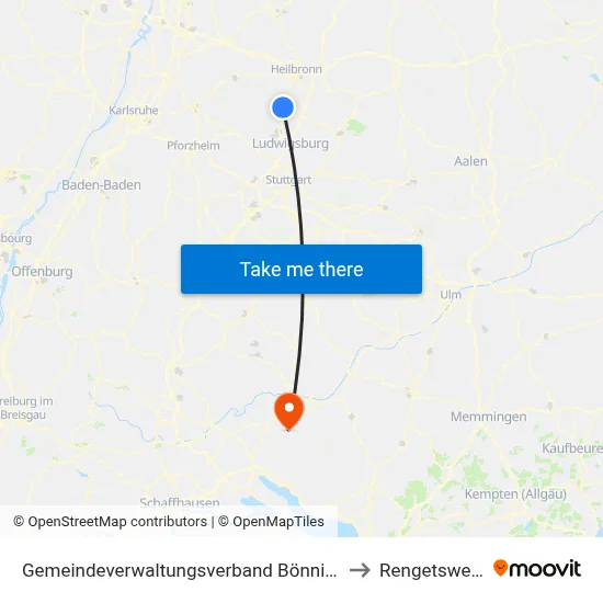 Gemeindeverwaltungsverband Bönnigheim to Rengetsweiler map