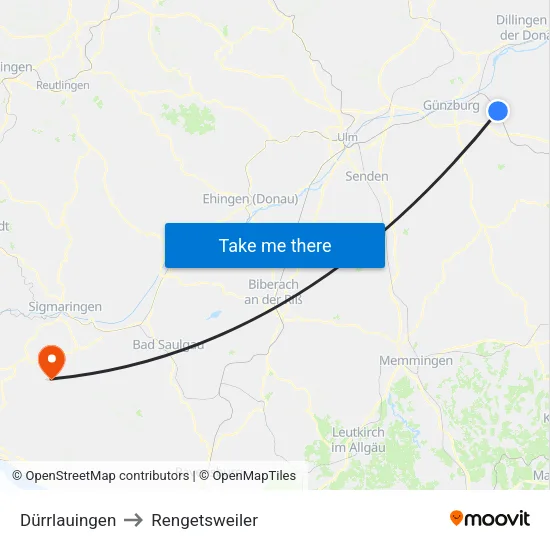 Dürrlauingen to Rengetsweiler map