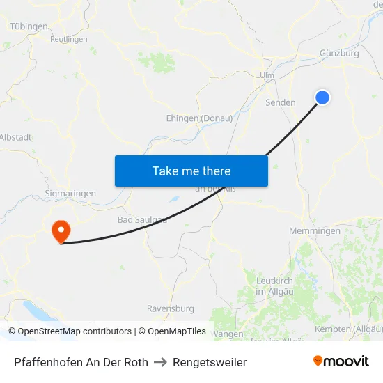 Pfaffenhofen An Der Roth to Rengetsweiler map