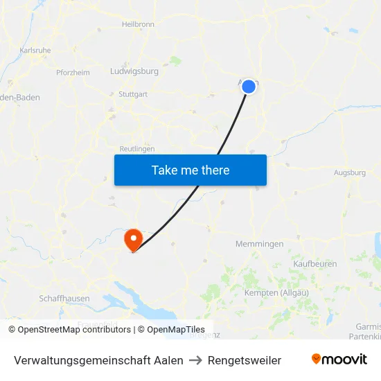 Verwaltungsgemeinschaft Aalen to Rengetsweiler map