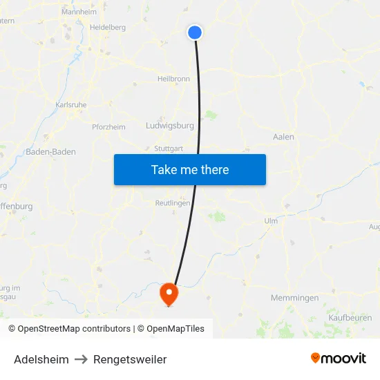 Adelsheim to Rengetsweiler map