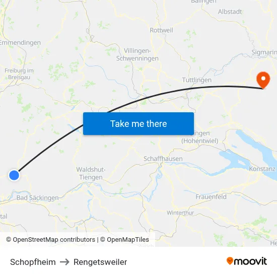 Schopfheim to Rengetsweiler map