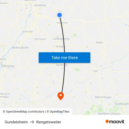 Gundelsheim to Rengetsweiler map