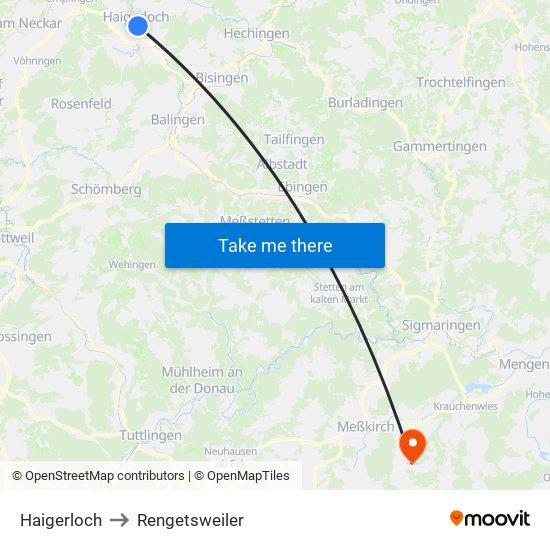 Haigerloch to Rengetsweiler map