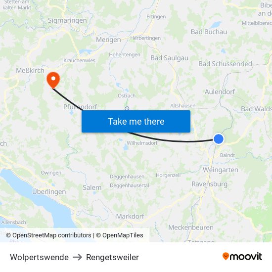 Wolpertswende to Rengetsweiler map