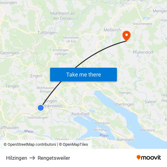Hilzingen to Rengetsweiler map
