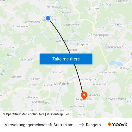 Verwaltungsgemeinschaft Stetten am Kalten Markt to Rengetsweiler map