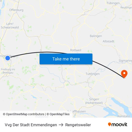 Vvg Der Stadt Emmendingen to Rengetsweiler map