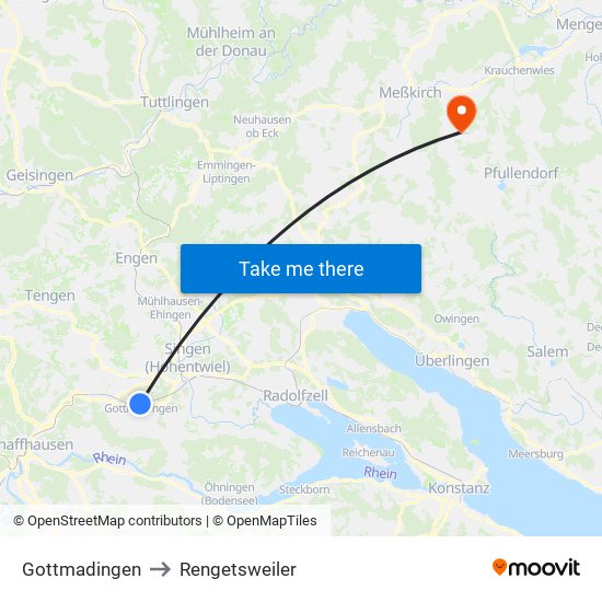 Gottmadingen to Rengetsweiler map