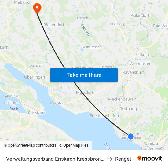 Verwaltungsverband Eriskirch-Kressbronn am Bodensee-Langenargen to Rengetsweiler map