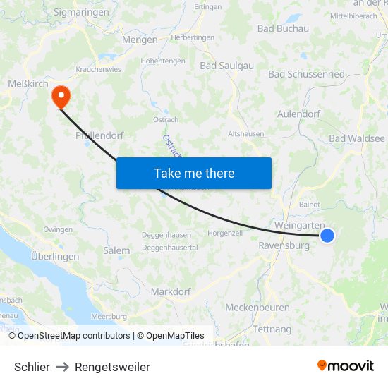 Schlier to Rengetsweiler map