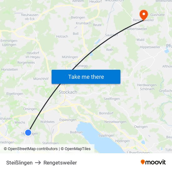 Steißlingen to Rengetsweiler map