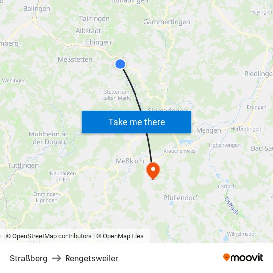 Straßberg to Rengetsweiler map