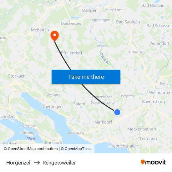 Horgenzell to Rengetsweiler map