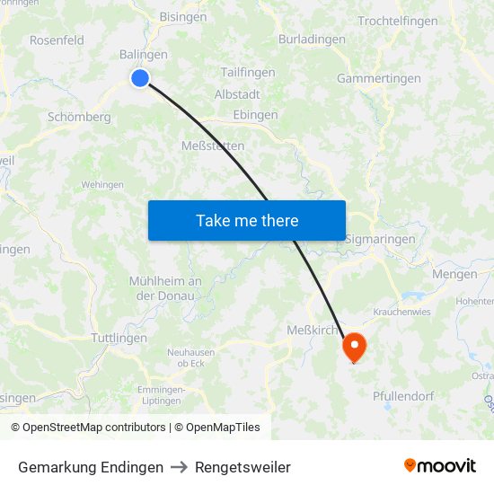 Gemarkung Endingen to Rengetsweiler map