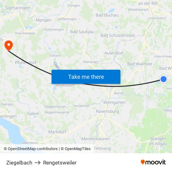 Ziegelbach to Rengetsweiler map