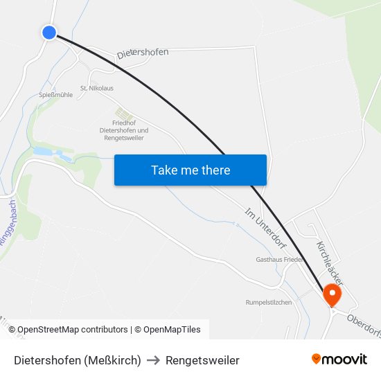 Dietershofen (Meßkirch) to Rengetsweiler map